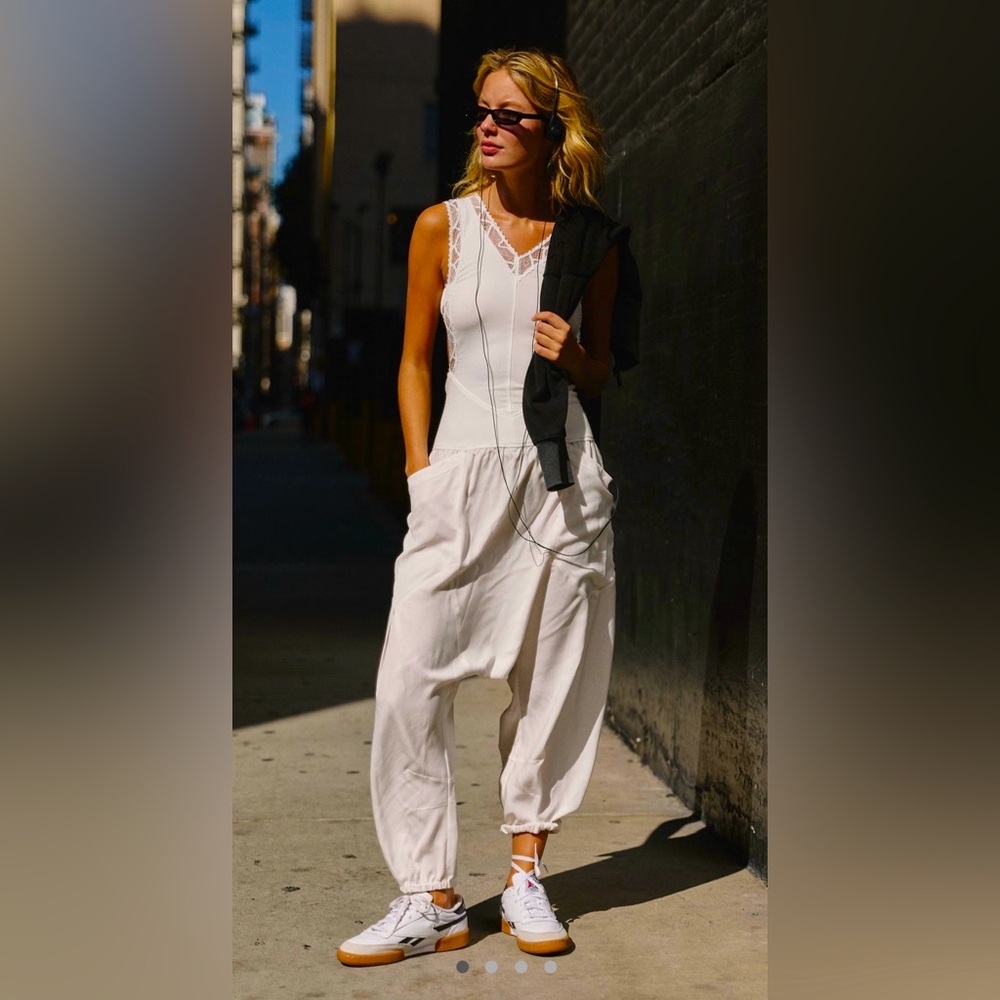 Free People FP Movement Tap Out Jumpsuit in Ivory NWT